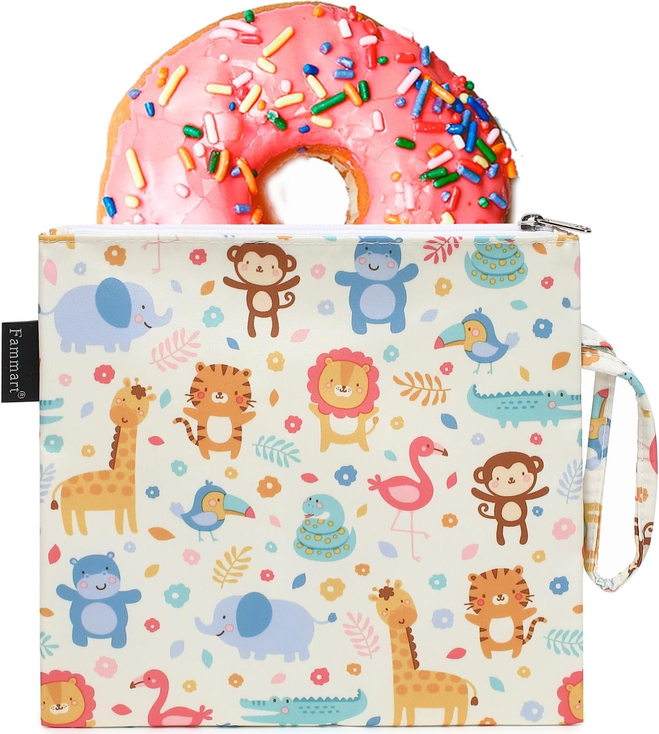 image:imageFammart Reusable Sandwich BagSnack Bag for Kids amp Adults Dual Layer Lunch Bag with Handle Washable Food Safe BPA Free 1Pack AstronautLarge 1 Pack Zoo