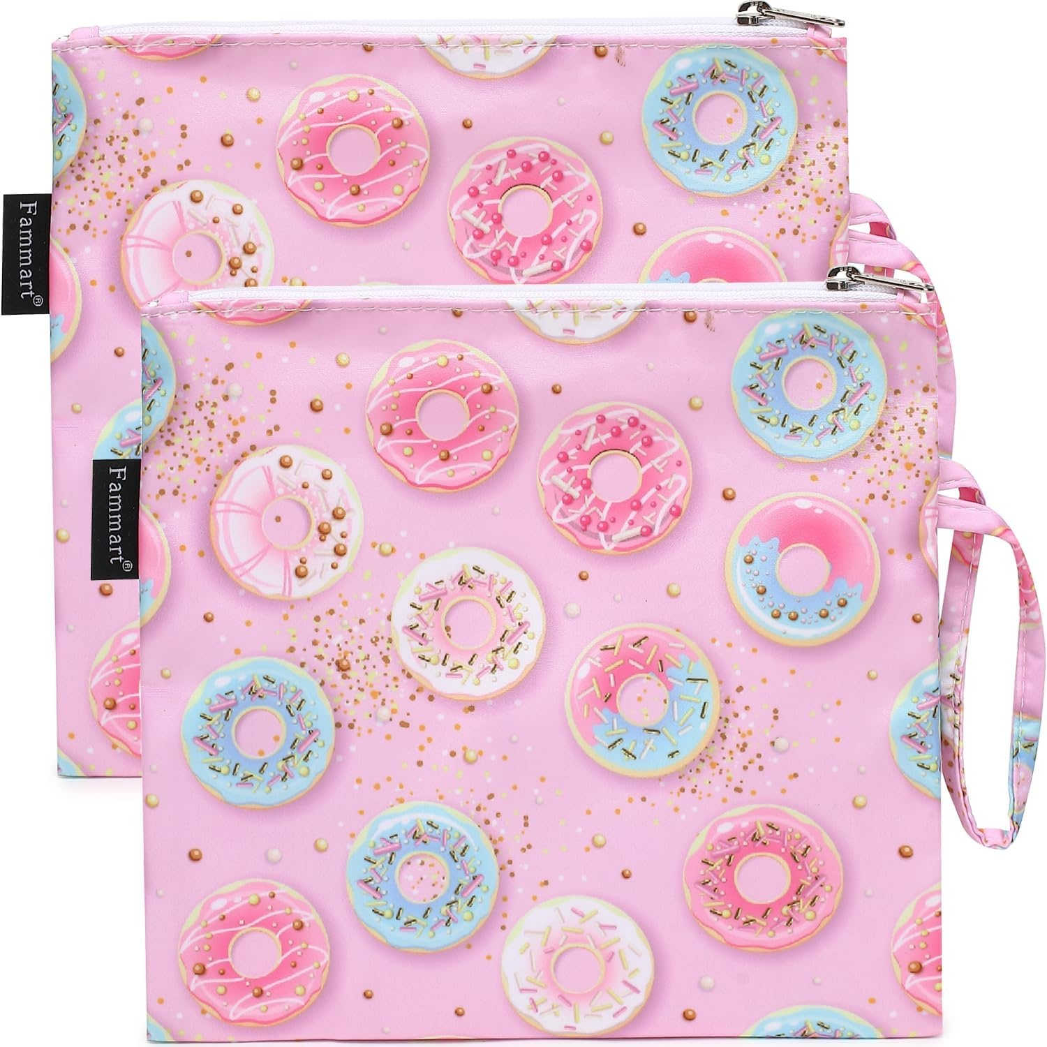 image:imageFammart Reusable Sandwich BagSnack Bag for Kids amp Adults Dual Layer Lunch Bag with Handle Washable Food Safe BPA Free 1Pack AstronautLarge 2 Packs Colorful Donut