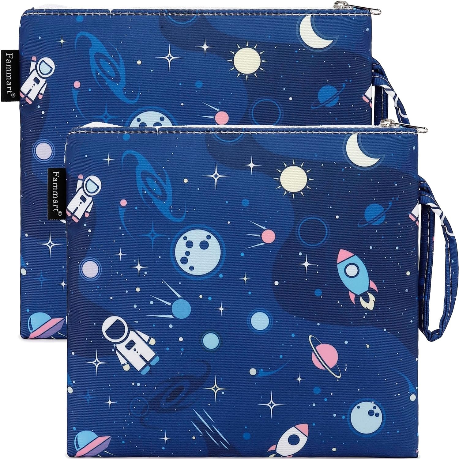 image:imageFammart Reusable Sandwich BagSnack Bag for Kids amp Adults Dual Layer Lunch Bag with Handle Washable Food Safe BPA Free 1Pack AstronautLarge 2 Packs Astronaut