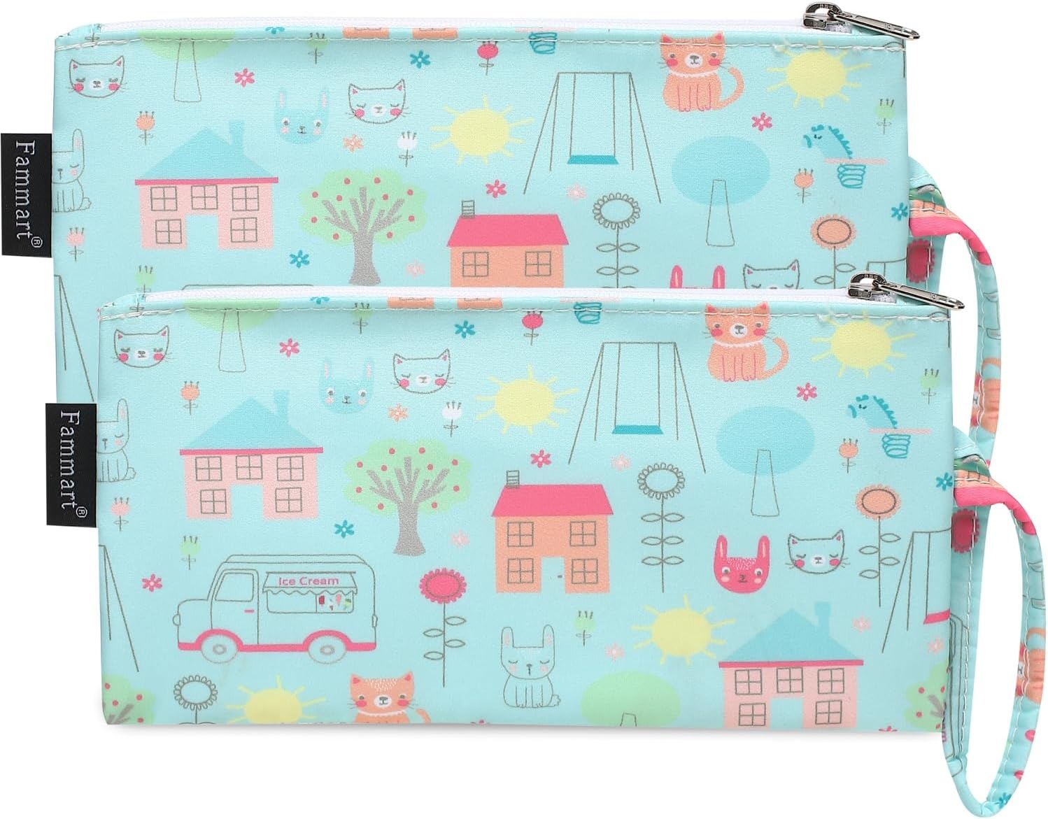 image:imageFammart Reusable Sandwich BagSnack Bag for Kids amp Adults Dual Layer Lunch Bag with Handle Washable Food Safe BPA Free 1Pack AstronautSmall 2 Packs Colorful Cat