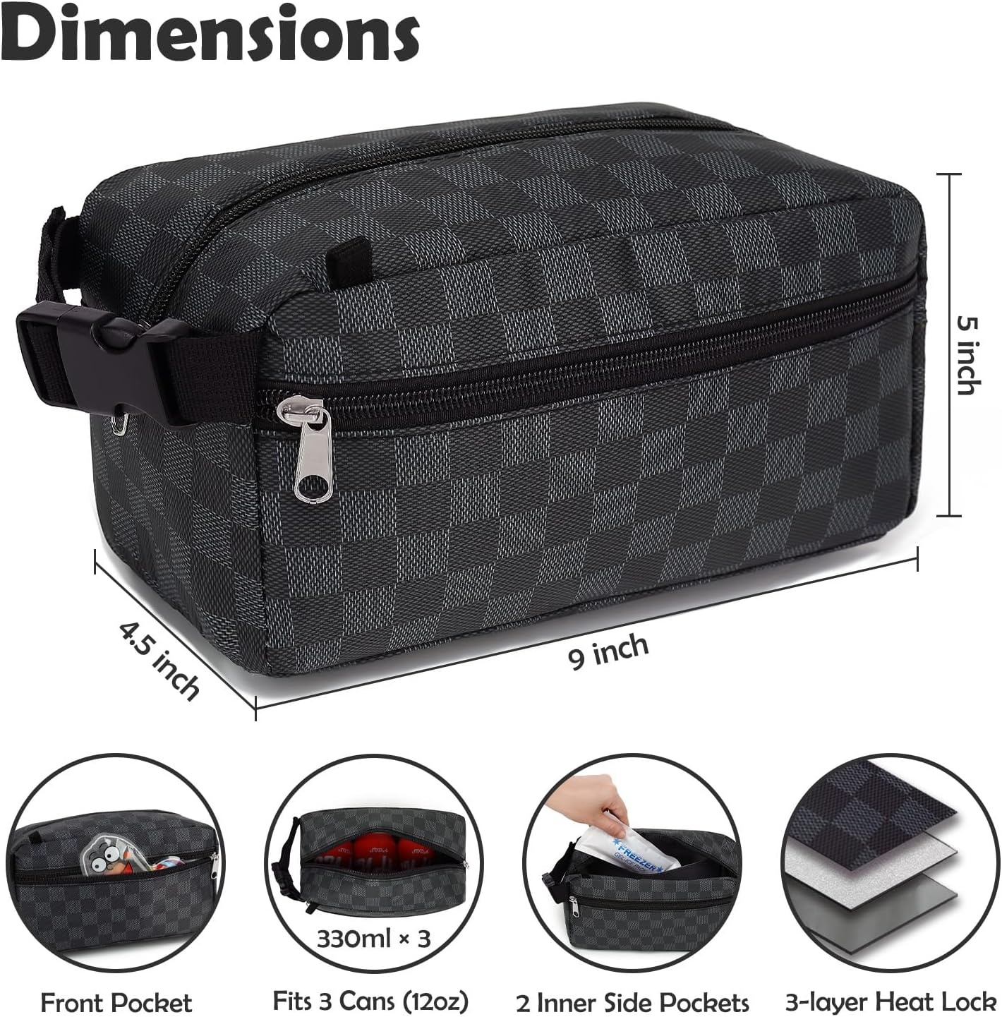 image:imageFammart Reusable Sandwich BagSnack Bag for Kids amp Adults Dual Layer Lunch Bag with Handle Washable Food Safe BPA Free 1Pack Astronautwith Ice Packs Checkered Gray