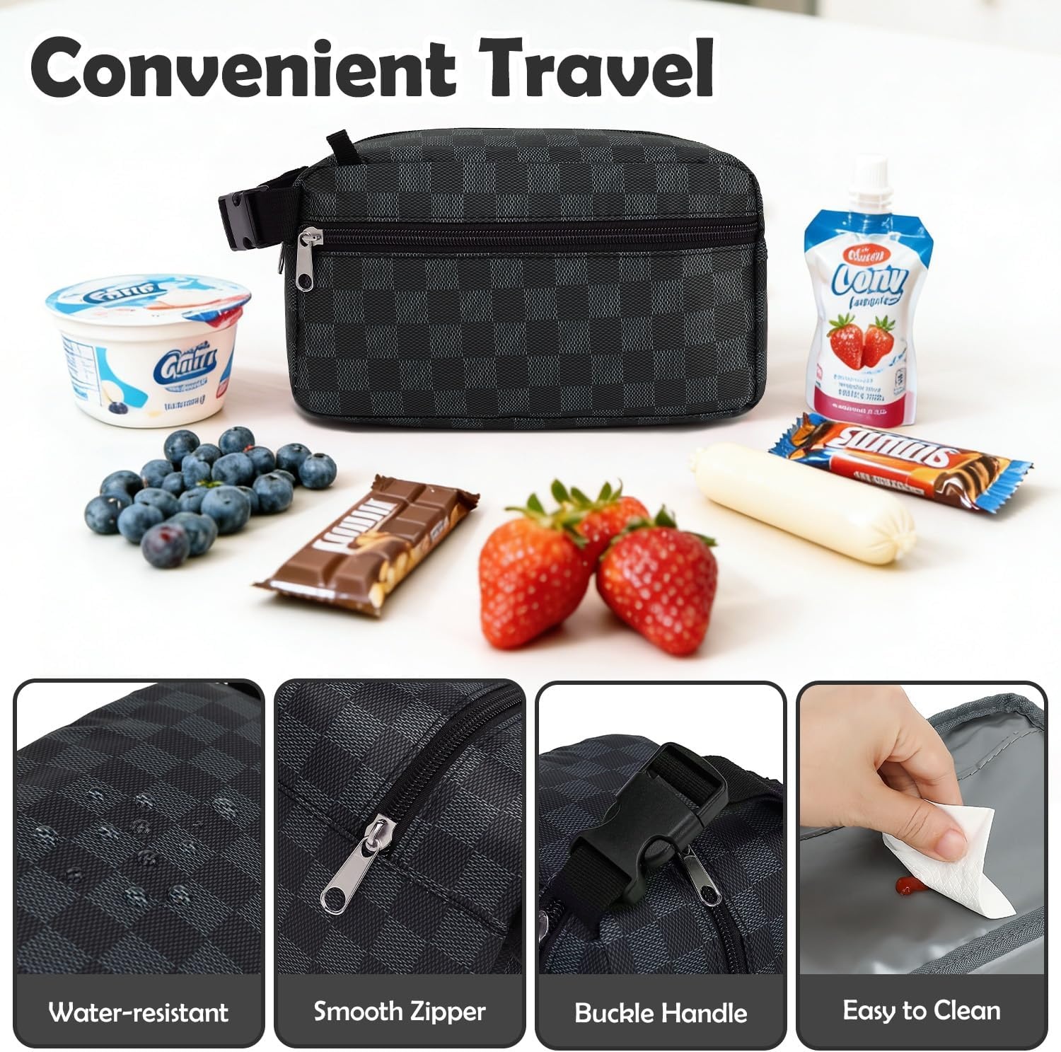 image:imageFammart Reusable Sandwich BagSnack Bag for Kids amp Adults Dual Layer Lunch Bag with Handle Washable Food Safe BPA Free 1Pack Astronautwith Ice Packs Checkered Gray