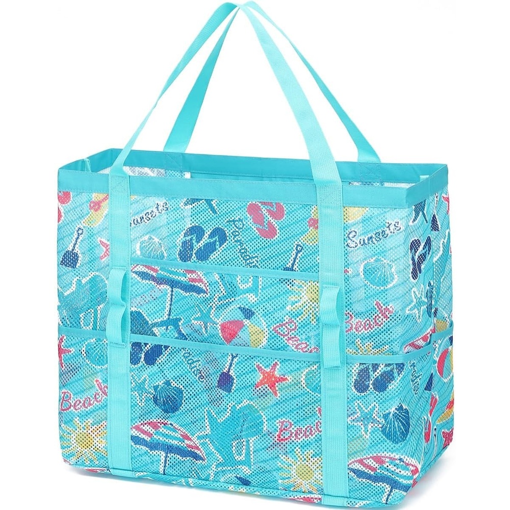 image:imageFammart Mesh Beach Bag for Women Large Beach Toy Pool Bag with Zipper Pocket SandProof Cruise Essentials 2026 Family TravelLarge Beach Element