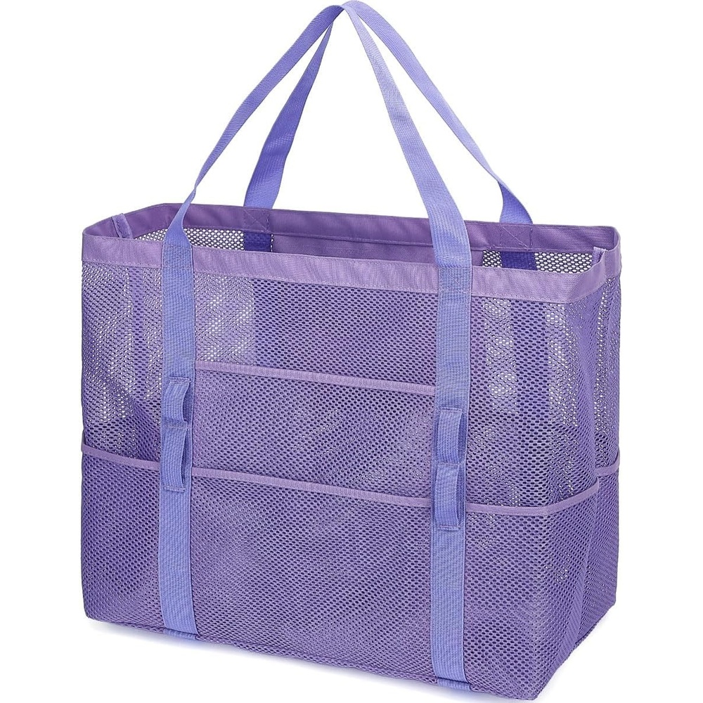 image:imageFammart Mesh Beach Bag for Women Large Beach Toy Pool Bag with Zipper Pocket SandProof Cruise Essentials 2026 Family TravelLarge Purple