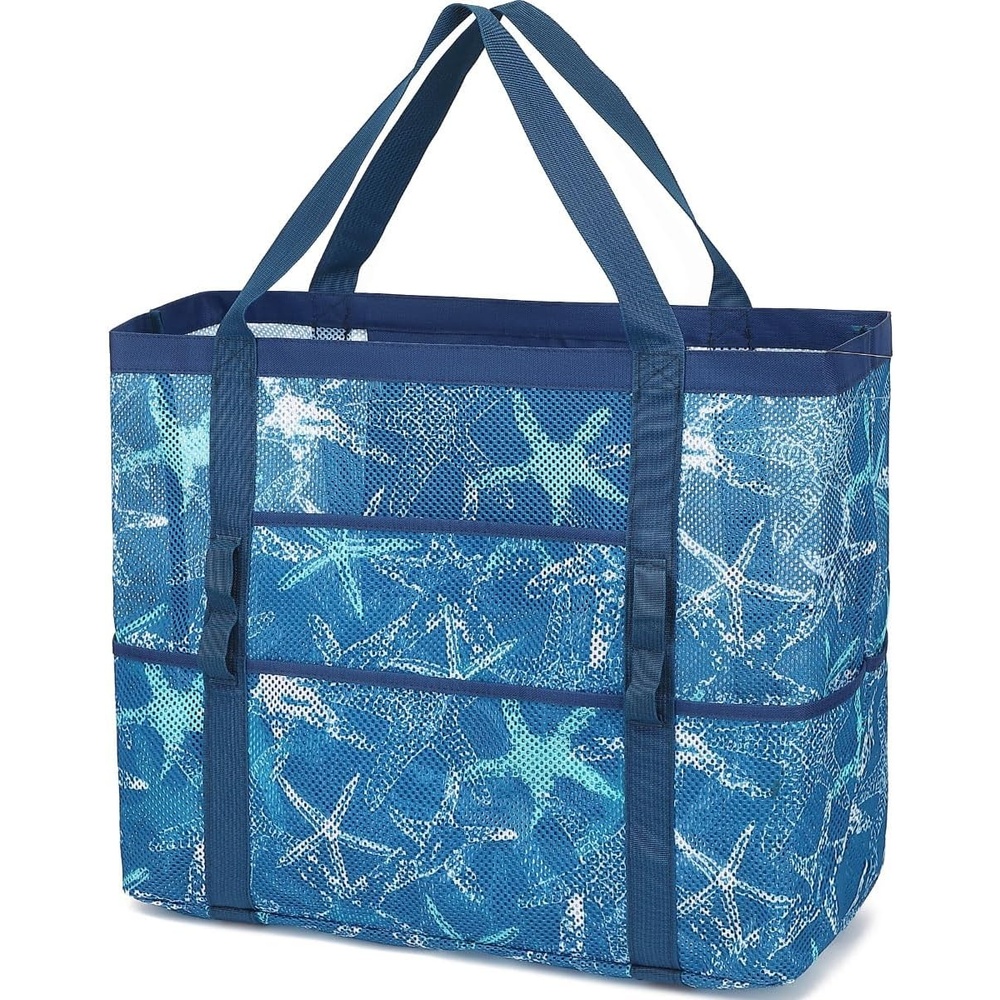 image:imageFammart Mesh Beach Bag for Women Large Beach Toy Pool Bag with Zipper Pocket SandProof Cruise Essentials 2026 Family TravelLarge Starfish