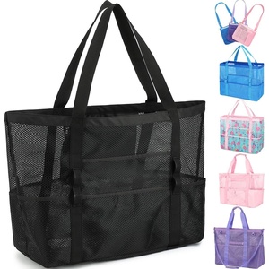 image:imageFammart Mesh Beach Bag for Women Large Beach Toy Pool Bag with Zipper Pocket SandProof Cruise Essentials 2026 Family TravelLarge  Black