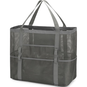 image:imageFammart Mesh Beach Bag for Women Large Beach Toy Pool Bag with Zipper Pocket SandProof Cruise Essentials 2026 Family TravelLarge  Dark Grey