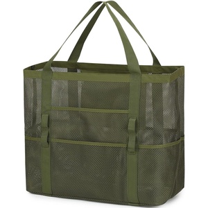 image:imageFammart Mesh Beach Bag for Women Large Beach Toy Pool Bag with Zipper Pocket SandProof Cruise Essentials 2026 Family TravelLarge  Green