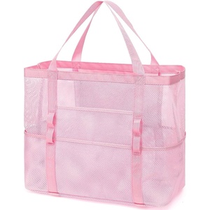 image:imageFammart Mesh Beach Bag for Women Large Beach Toy Pool Bag with Zipper Pocket SandProof Cruise Essentials 2026 Family TravelLarge  Pink