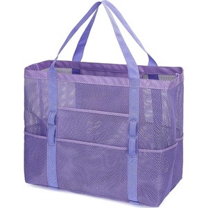 image:imageFammart Mesh Beach Bag for Women Large Beach Toy Pool Bag with Zipper Pocket SandProof Cruise Essentials 2026 Family TravelLarge  Purple