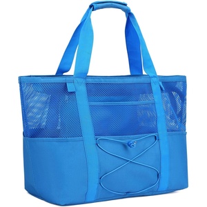 image:imageFammart Mesh Beach Bag for Women Large Beach Toy Pool Bag with Zipper Pocket SandProof Cruise Essentials 2026 Family TravelLarge  Sandproof  Blue