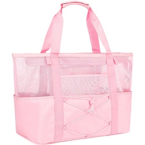 image:imageFammart Mesh Beach Bag for Women Large Beach Toy Pool Bag with Zipper Pocket SandProof Cruise Essentials 2026 Family TravelLarge  Sandproof  Pink
