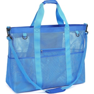 image:imageFammart Mesh Beach Bag for Women Large Beach Toy Pool Bag with Zipper Pocket SandProof Cruise Essentials 2026 Family TravelXxl  Zipper Closure  Blue