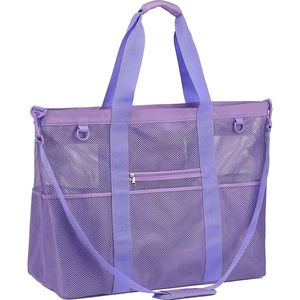 image:imageFammart Mesh Beach Bag for Women Large Beach Toy Pool Bag with Zipper Pocket SandProof Cruise Essentials 2026 Family TravelXxl  Zipper Closure  Purple