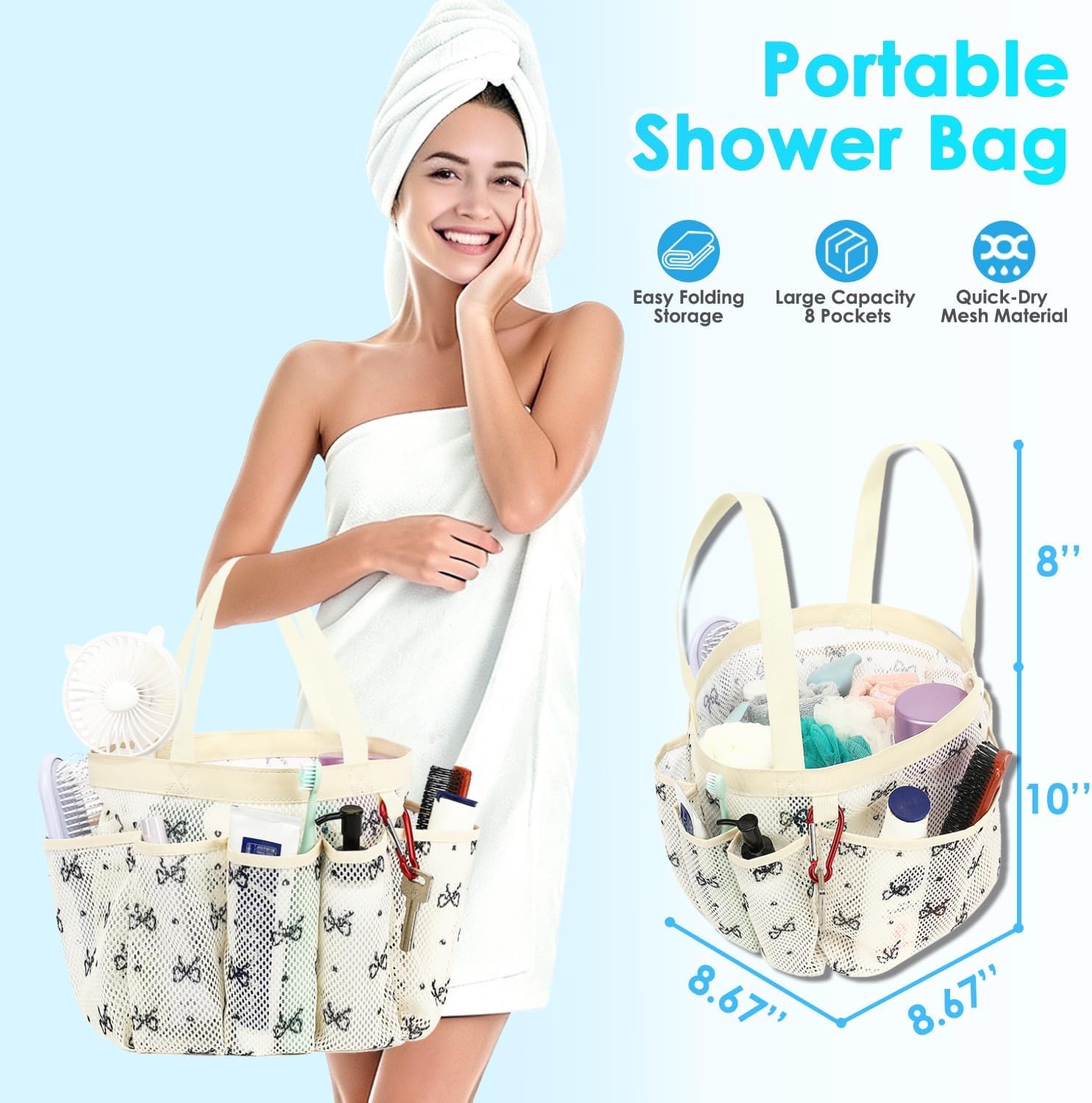 image:imageFammart Adhesive Shower Caddy 5Pack Rustproof Stainless Steel Bathroom Organizer with 28 Hooks NoDrill Large Capacity Shower Shelves for Bathroom Storage amp Home Dcor BlackMultiple Pockets Black Butterfly