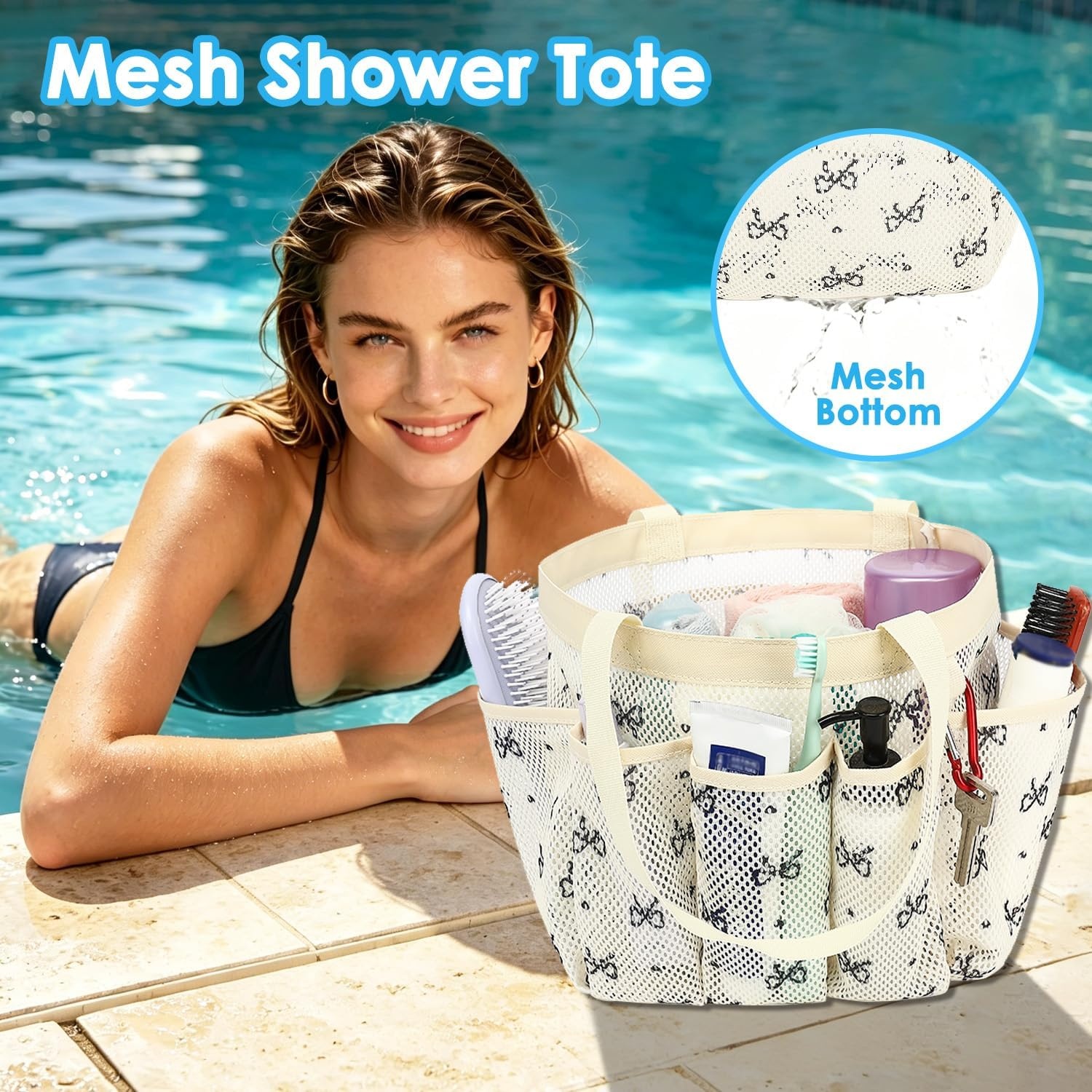 image:imageFammart Adhesive Shower Caddy 5Pack Rustproof Stainless Steel Bathroom Organizer with 28 Hooks NoDrill Large Capacity Shower Shelves for Bathroom Storage amp Home Dcor BlackMultiple Pockets Black Butterfly