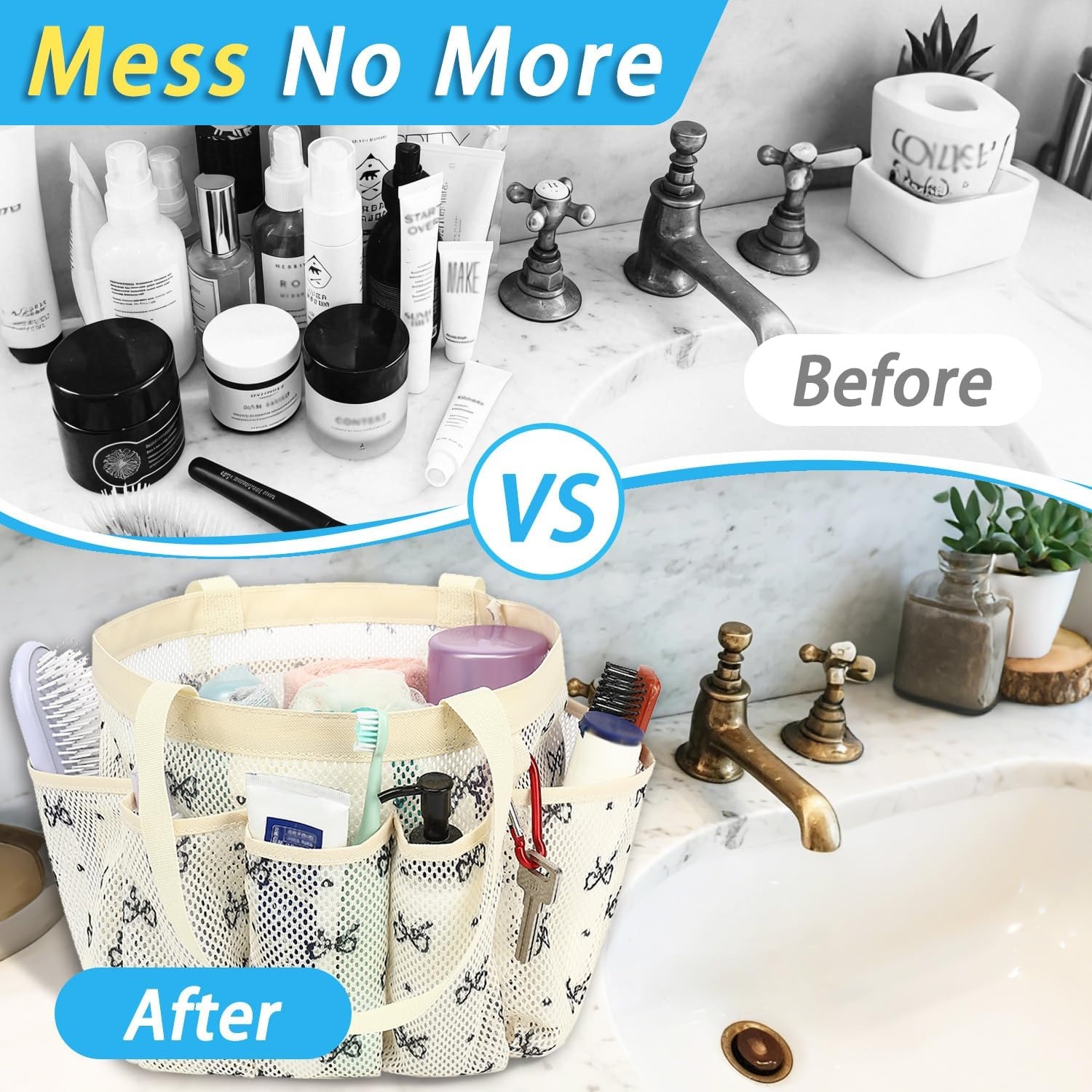 image:imageFammart Adhesive Shower Caddy 5Pack Rustproof Stainless Steel Bathroom Organizer with 28 Hooks NoDrill Large Capacity Shower Shelves for Bathroom Storage amp Home Dcor BlackMultiple Pockets Black Butterfly
