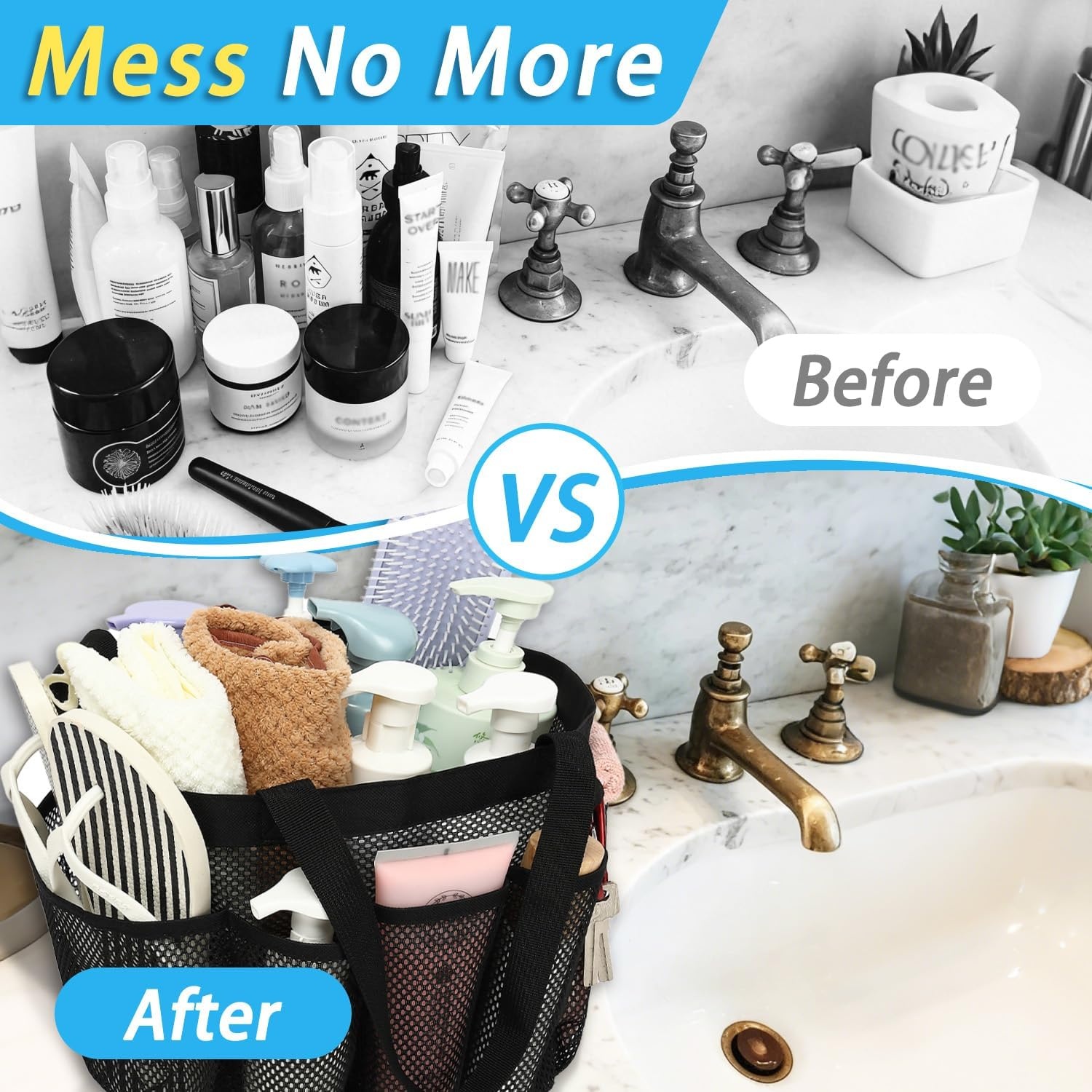 image:imageFammart Adhesive Shower Caddy 5Pack Rustproof Stainless Steel Bathroom Organizer with 28 Hooks NoDrill Large Capacity Shower Shelves for Bathroom Storage amp Home Dcor BlackMultiple Pockets Black