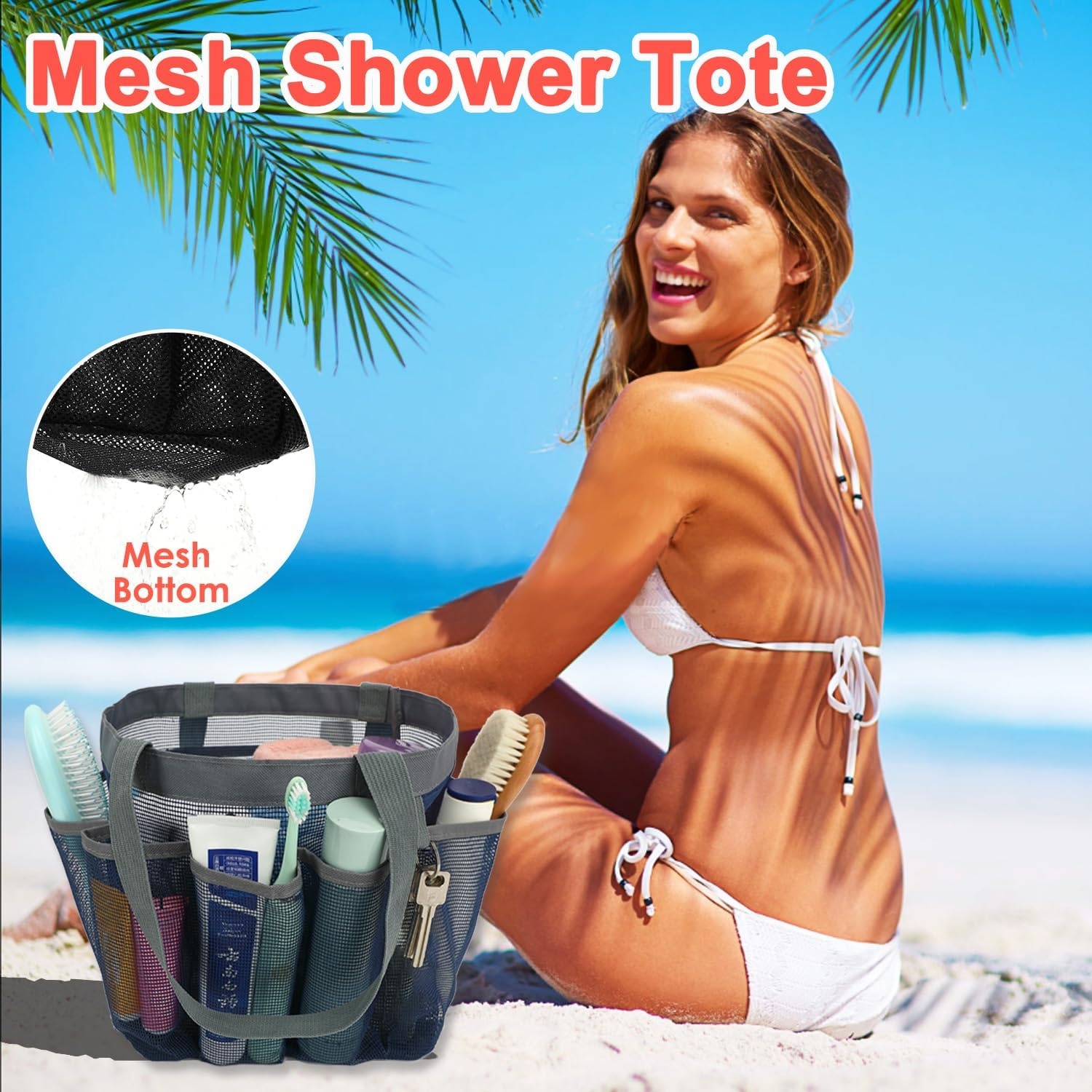 image:imageFammart Adhesive Shower Caddy 5Pack Rustproof Stainless Steel Bathroom Organizer with 28 Hooks NoDrill Large Capacity Shower Shelves for Bathroom Storage amp Home Dcor BlackMultiple Pockets Cyan