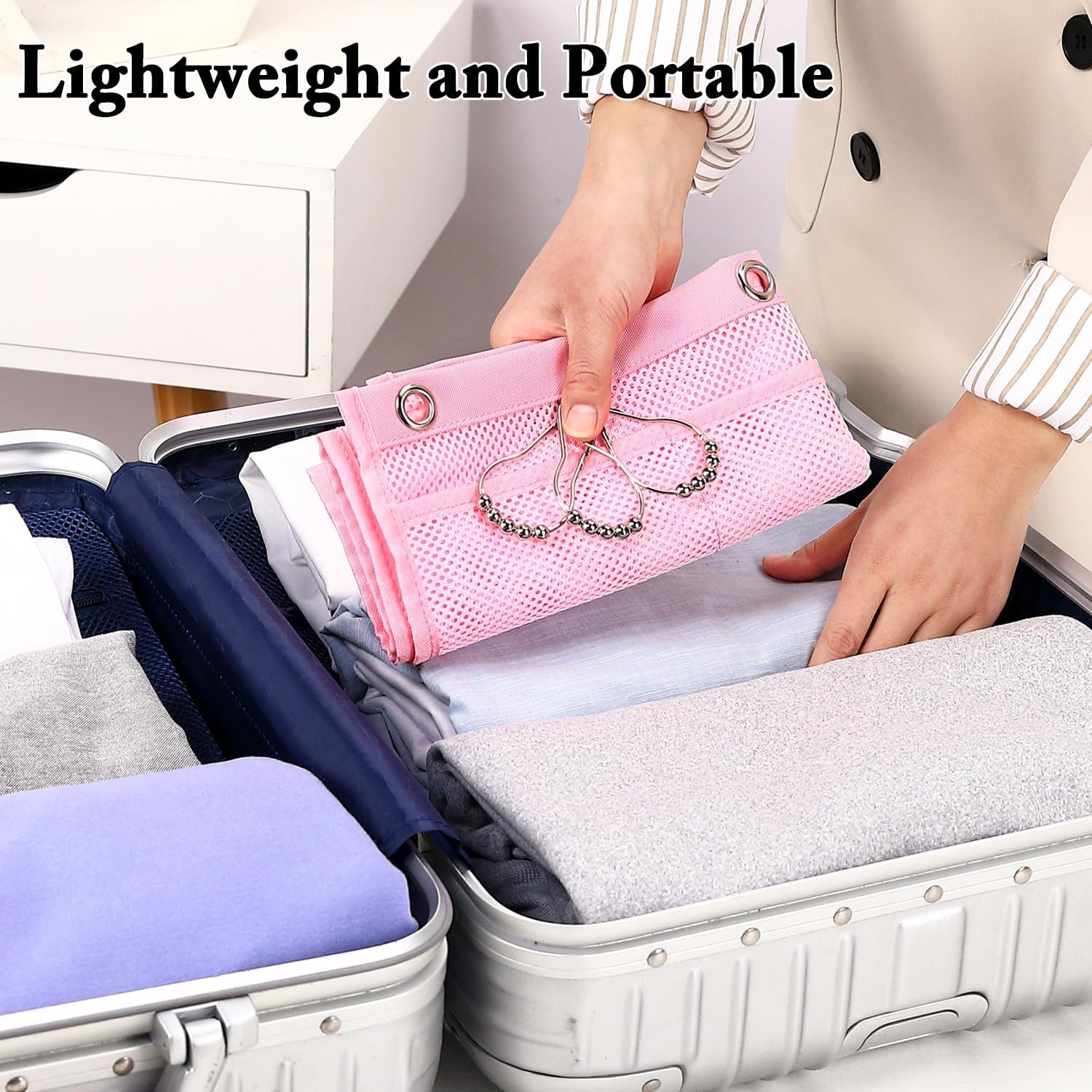 image:imageFammart Mesh Shower Caddy Portable for College Dorm Room Essentials Odorless Polyester Large Shower Tote Bag with Dual Handles 8Pocket QuickDry Toiletry Organizer for Travel Beach Camping GymHanging Type 1 Pack Pink