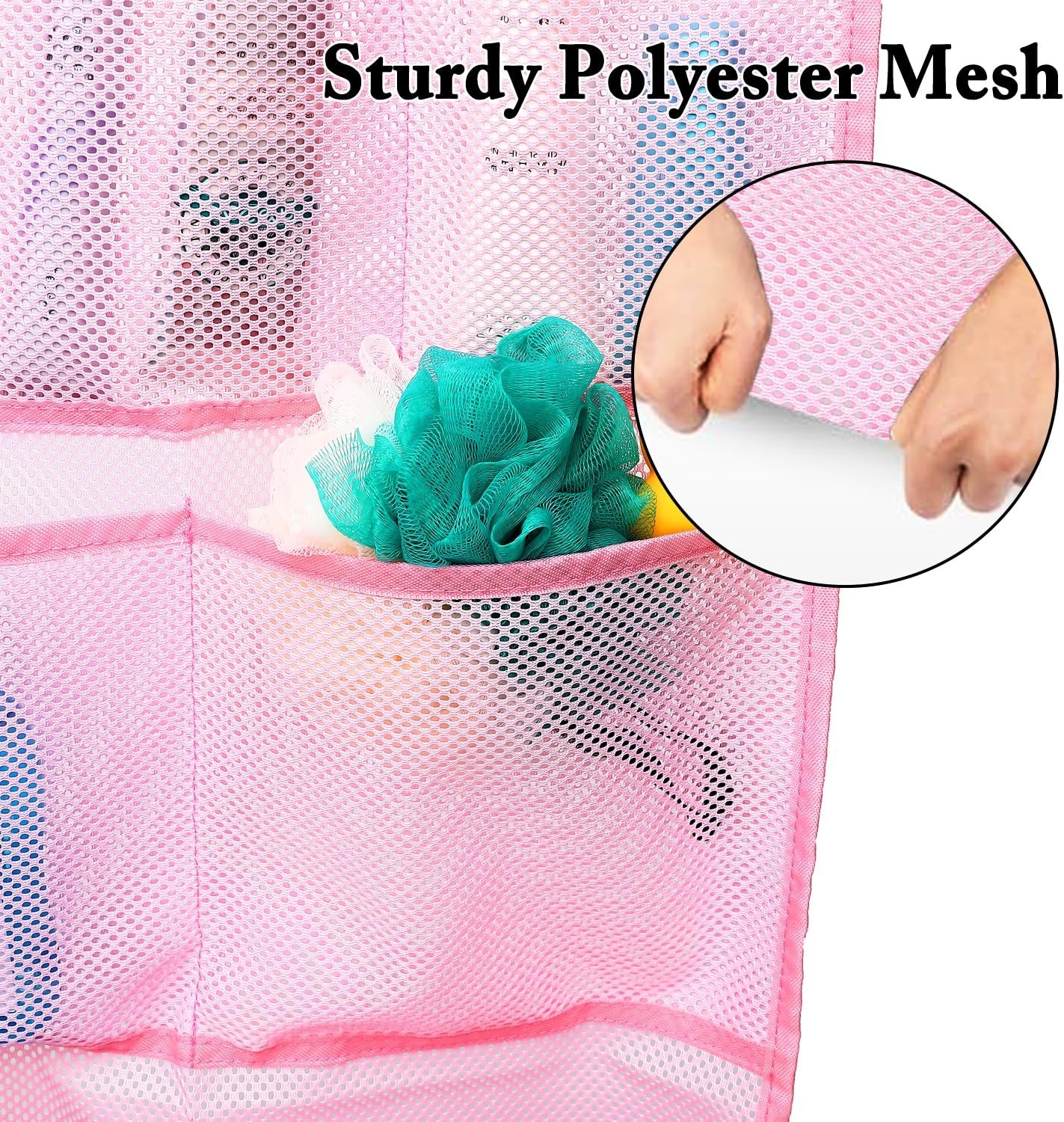 image:imageFammart Mesh Shower Caddy Portable for College Dorm Room Essentials Odorless Polyester Large Shower Tote Bag with Dual Handles 8Pocket QuickDry Toiletry Organizer for Travel Beach Camping GymHanging Type 1 Pack Pink