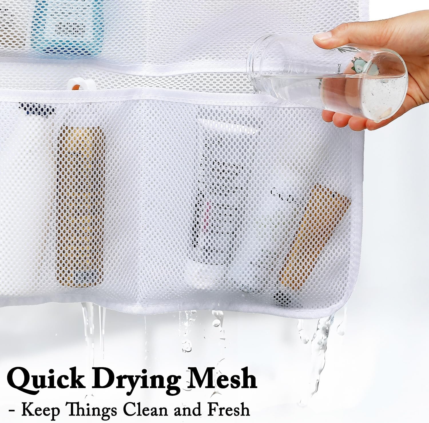 image:imageFammart Mesh Shower Caddy Portable for College Dorm Room Essentials Odorless Polyester Large Shower Tote Bag with Dual Handles 8Pocket QuickDry Toiletry Organizer for Travel Beach Camping GymHanging Type 2 Pack White