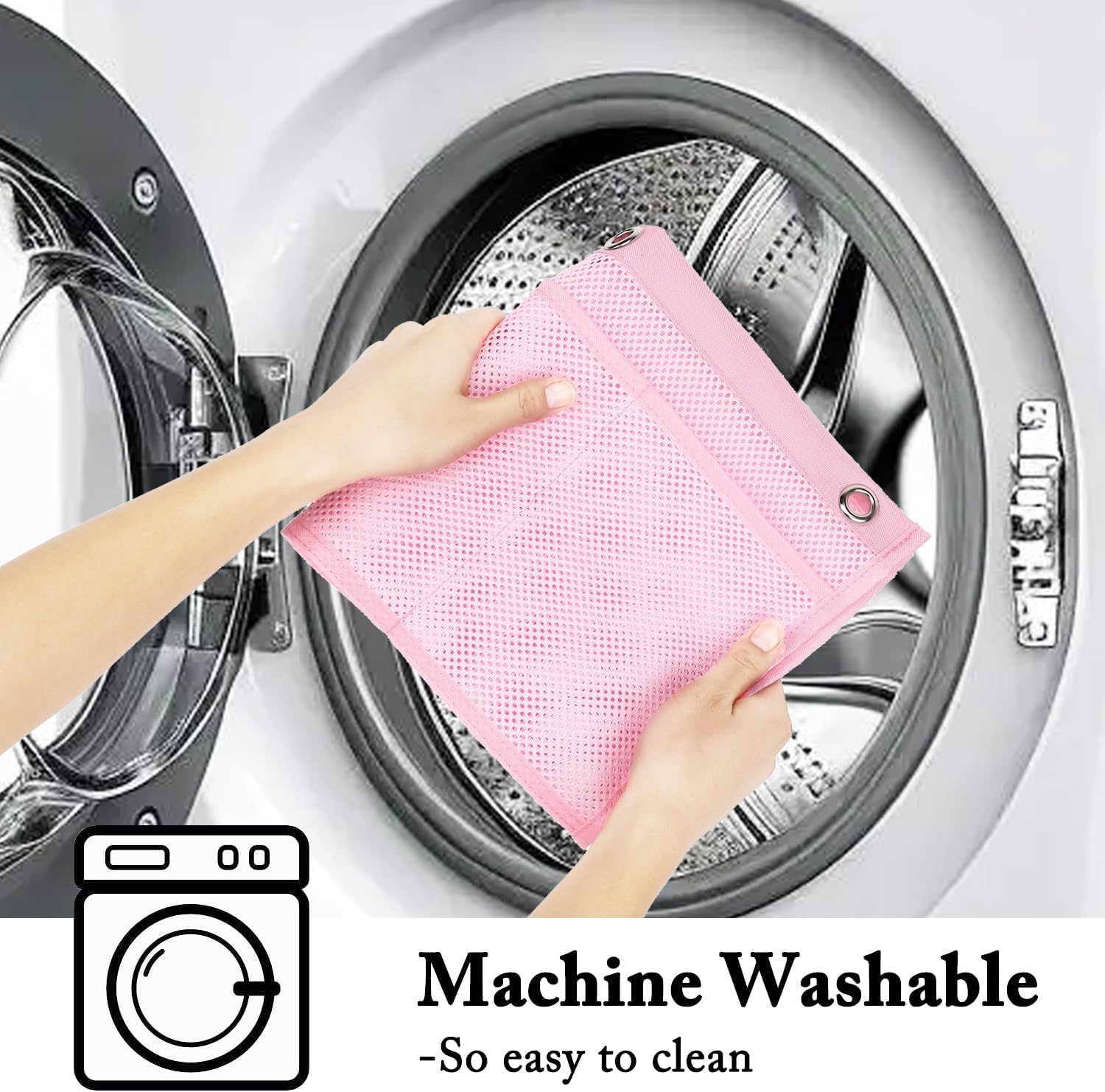 image:imageFammart Mesh Shower Caddy Portable for College Dorm Room Essentials Odorless Polyester Large Shower Tote Bag with Dual Handles 8Pocket QuickDry Toiletry Organizer for Travel Beach Camping GymHanging Type 1 Pack Pink