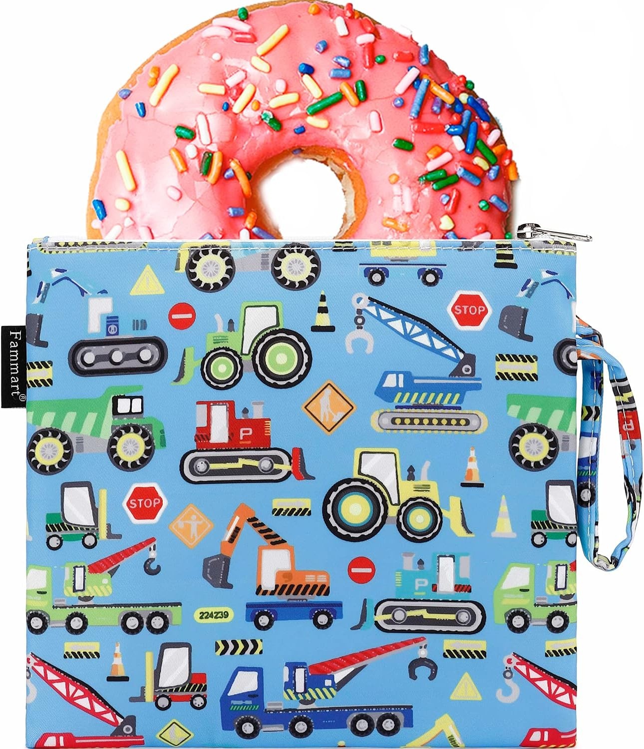 image:imageFammart Reusable Sandwich BagSnack Bag for Kids amp Adults Dual Layer Lunch Bag with Handle Washable Food Safe BPA Free 1Pack CarLarge 1 Pack Car