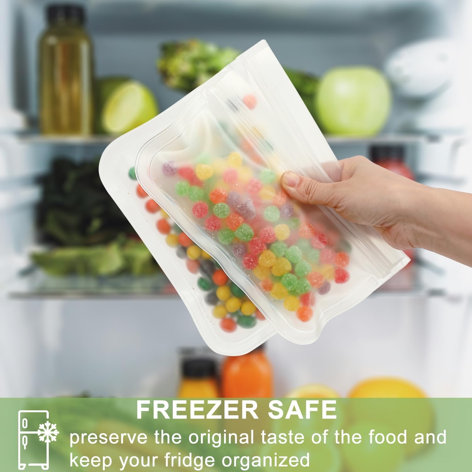image:imageFammart Reusable Sandwich BagSnack Bag for Kids amp Adults Dual Layer Lunch Bag with Handle Washable Food Safe BPA Free 1Pack CarLarge 1 Pack Clear