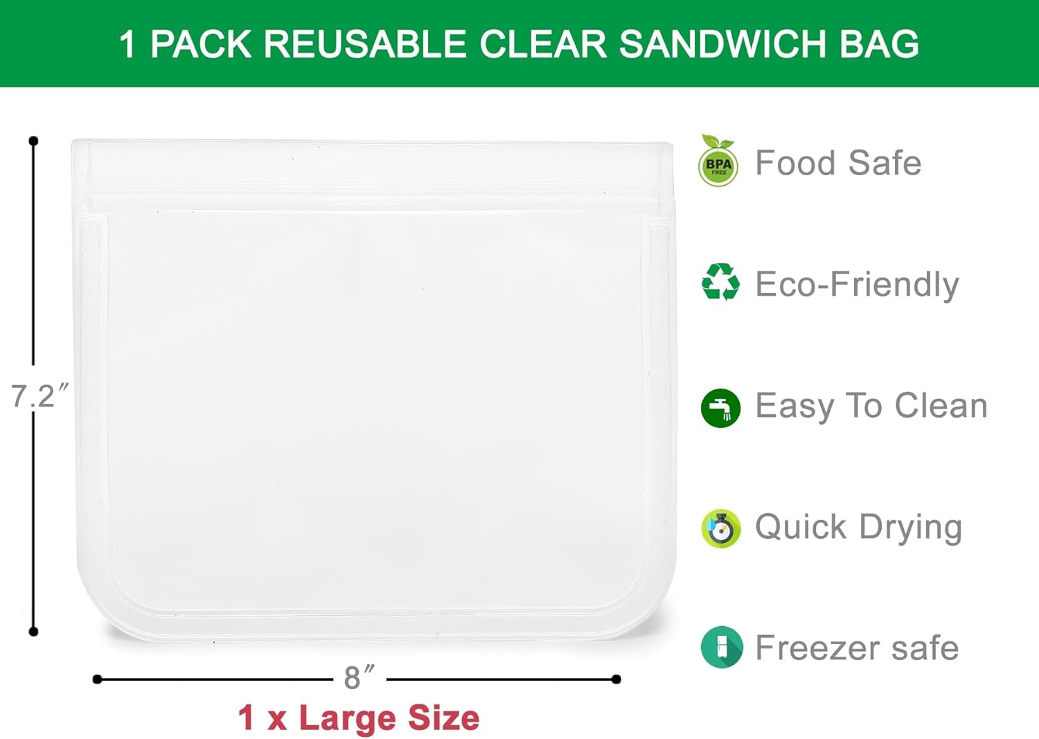 image:imageFammart Reusable Sandwich BagSnack Bag for Kids amp Adults Dual Layer Lunch Bag with Handle Washable Food Safe BPA Free 1Pack CarLarge 1 Pack Clear