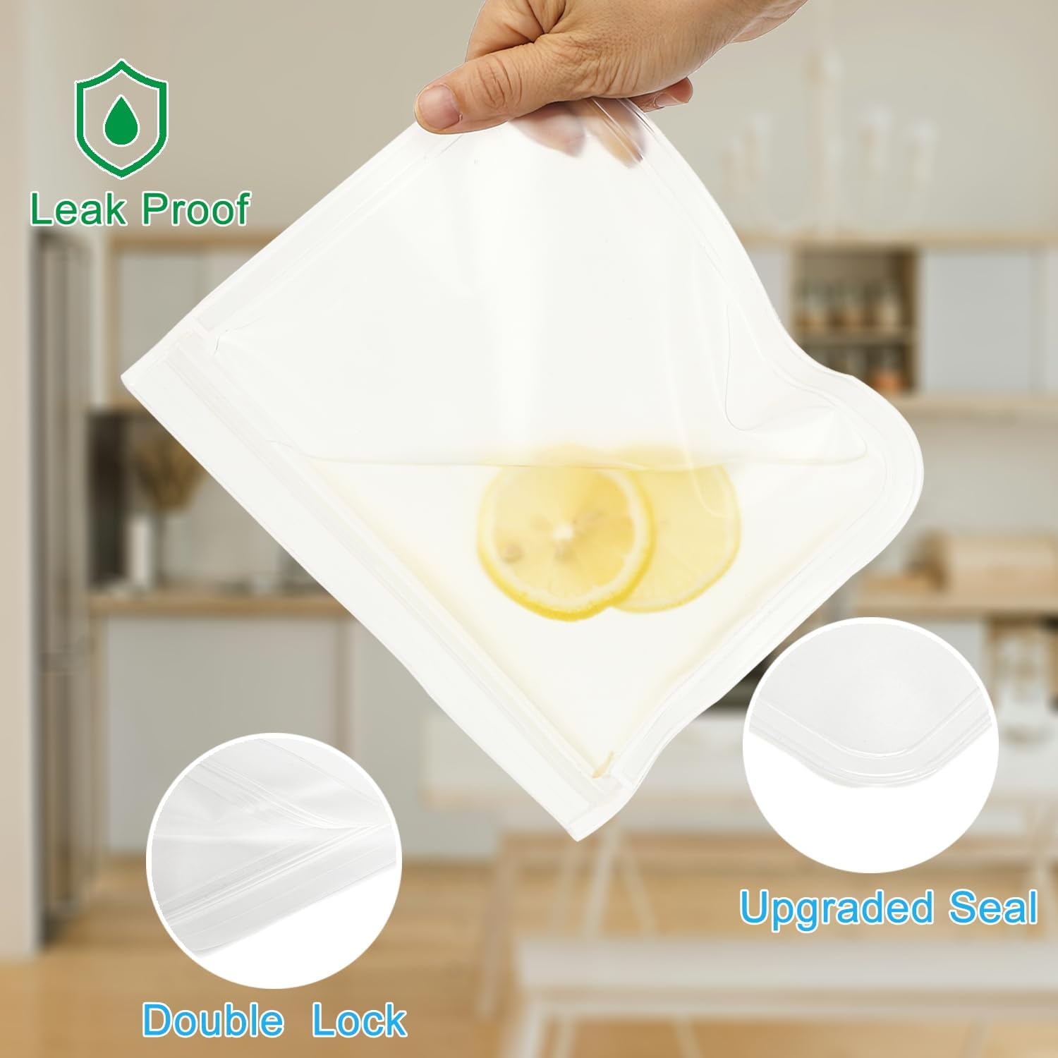 image:imageFammart Reusable Sandwich BagSnack Bag for Kids amp Adults Dual Layer Lunch Bag with Handle Washable Food Safe BPA Free 1Pack CarLarge 1 Pack Clear