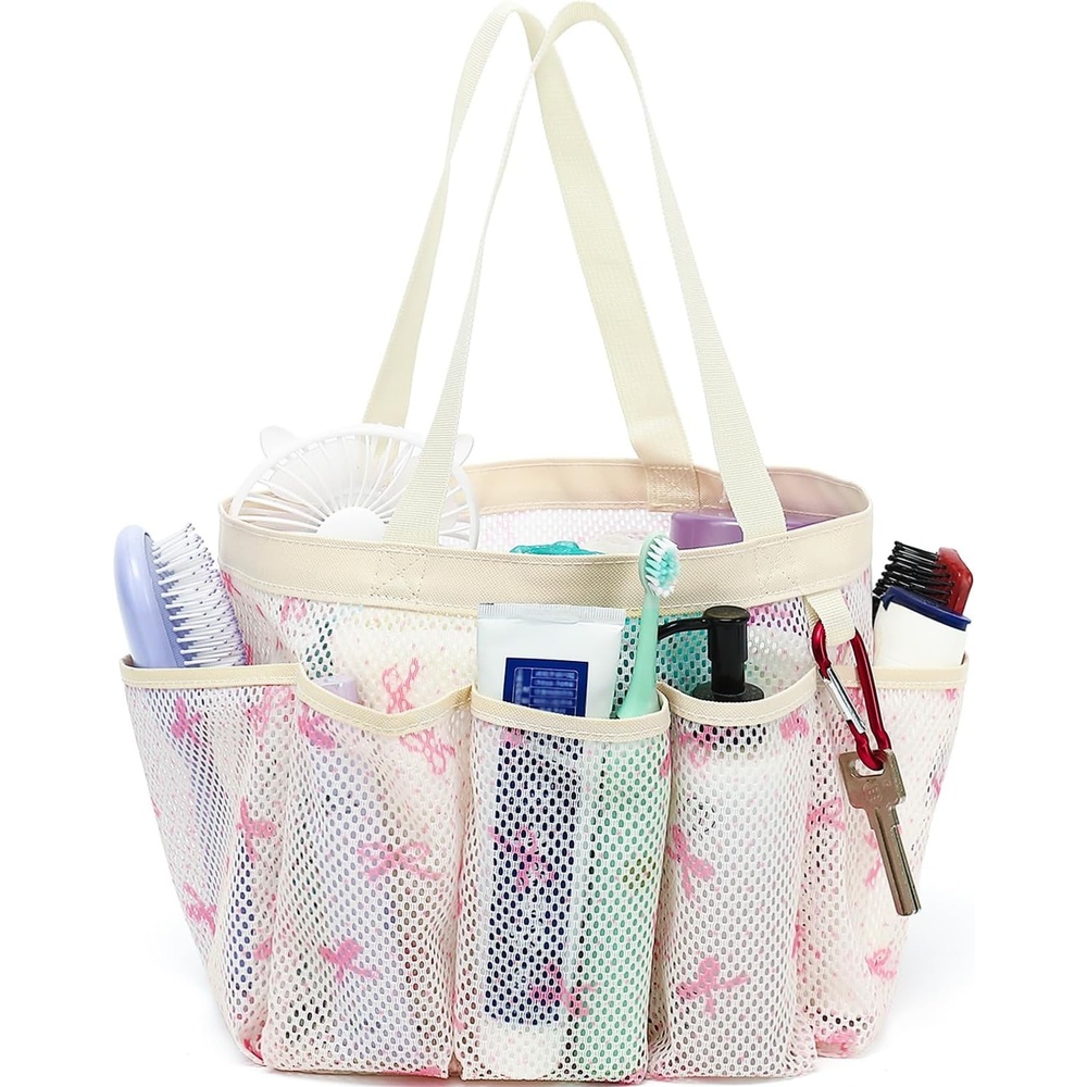 image:imageFammart Adhesive Shower Caddy 5Pack Rustproof Stainless Steel Bathroom Organizer with 28 Hooks NoDrill Large Capacity Shower Shelves for Bathroom Storage amp Home Dcor BlackMultiple Pockets Pink Butterfly