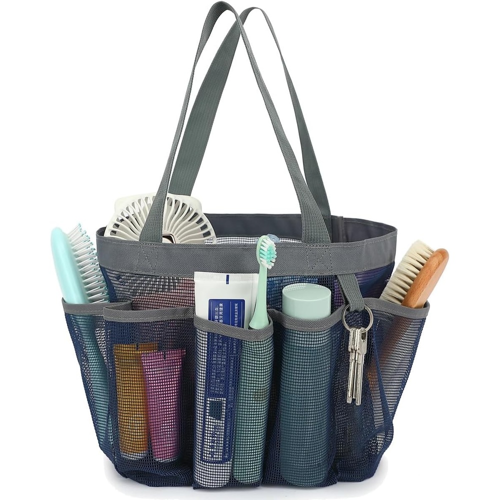 image:imageFammart Mesh Shower Caddy Portable for College Dorm Room Essentials Odorless Polyester Large Shower Tote Bag with Dual Handles 8Pocket QuickDry Toiletry Organizer for Travel Beach Camping GymMultiple Pockets Cyan
