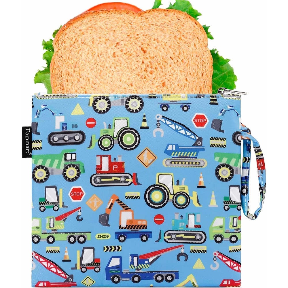 image:imageFammart Reusable Sandwich BagSnack Bag for Kids amp Adults Dual Layer Lunch Bag with Handle Washable Food Safe BPA Free 1Pack CarLarge 1 Pack Car