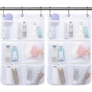 image:imageFammart Mesh Shower Caddy Portable for College Dorm Room Essentials Odorless Polyester Large Shower Tote Bag with Dual Handles 8Pocket QuickDry Toiletry Organizer for Travel Beach Camping GymHanging Type  2 Pack  White