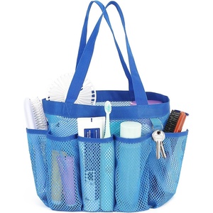 image:imageFammart Mesh Shower Caddy Portable for College Dorm Room Essentials Odorless Polyester Large Shower Tote Bag with Dual Handles 8Pocket QuickDry Toiletry Organizer for Travel Beach Camping GymMultiple Pockets  Blue