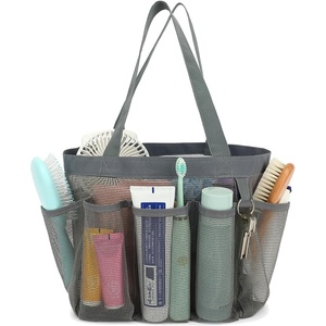 image:imageFammart Mesh Shower Caddy Portable for College Dorm Room Essentials Odorless Polyester Large Shower Tote Bag with Dual Handles 8Pocket QuickDry Toiletry Organizer for Travel Beach Camping GymMultiple Pockets  Grey