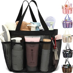 image:imageFammart Mesh Shower Caddy Portable for College Dorm Room Essentials Odorless Polyester Large Shower Tote Bag with Dual Handles 8Pocket QuickDry Toiletry Organizer for Travel Beach Camping GymMultiple Pockets  Black
