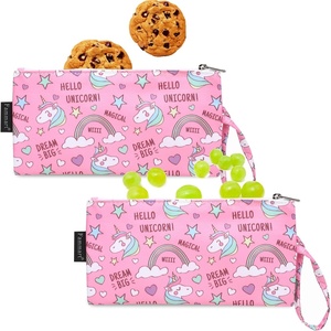 image:imageFammart Reusable Sandwich BagSnack Bag for Kids amp Adults Dual Layer Lunch Bag with Handle Washable Food Safe BPA Free 1Pack CarSmall  2 Packs  Rainbow Unicorn