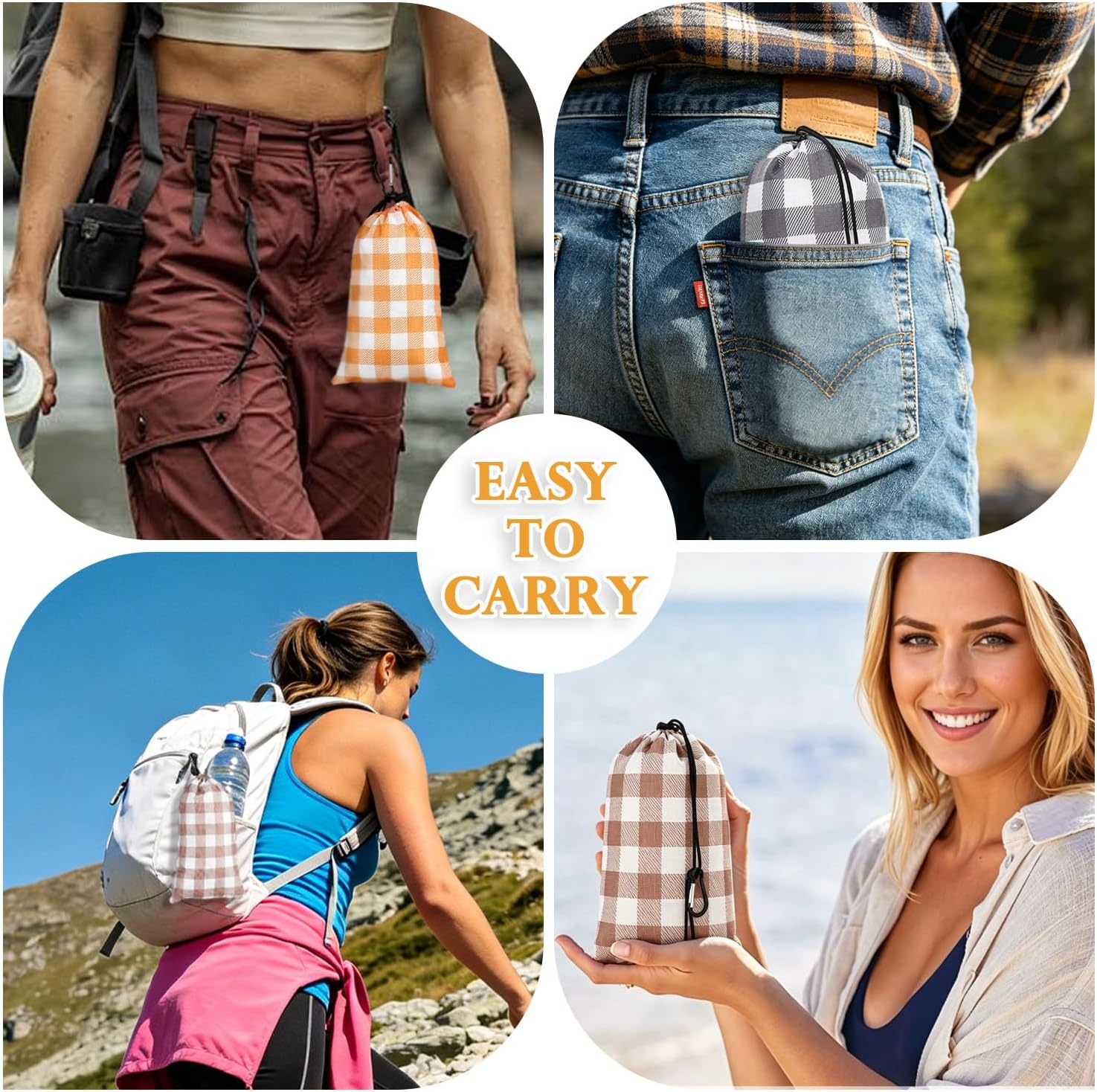 image:imageFammart Beach Blanket Sandproof Waterproof Extra Large Beach Mat with Stakes amp Corner Pockets Oversized amp Compact Sand Free Quick Drying Beach Essentials for Vacation Cruise Picnic amp Camping57x79 Inch 14p Checkered Yellow PolyesterPicnic